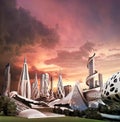 Futuristic city with an organic architectural design