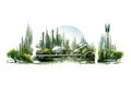 Futuristic city sketch drawing. Sustainable, green energy concept. Poster, wall art design.Generative Ai Royalty Free Stock Photo