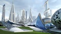 Futuristic city skyline architecture Royalty Free Stock Photo