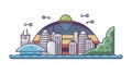 Futuristic City Skyline Vector Icon for Sci-Fi Architecture Future Urbanism, vector design Generative AI Royalty Free Stock Photo