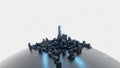 Futuristic city on a tiny world. Abstract concept digital render