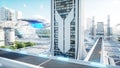 Futuristic city, town. The concept of the future. Aerial view. 3d rendering. Royalty Free Stock Photo