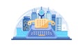 Futuristic City Typewriter Dome, vector design Generative AI Royalty Free Stock Photo