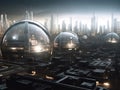 Futuristic city under transparent dome