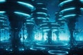 A futuristic city underwater at the bottom of the ocean