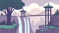 Futuristic City with Waterfall and Bridge, Urban Oasis Vector Design Generative AI Royalty Free Stock Photo