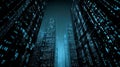 Futuristic Cityscape with Binary Code Royalty Free Stock Photo