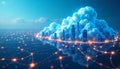 Futuristic Cityscape in Cloud Network Digital City Technology Concept Royalty Free Stock Photo