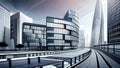 Futuristic cityscape with contemporary office buldings Royalty Free Stock Photo