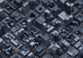 A futuristic cityscape created with AI generation. It features a dense assembly of variously sized Royalty Free Stock Photo