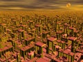 Futuristic cityscape - 3D render Royalty Free Stock Photo
