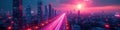 Futuristic cityscape, data streams flow, glowing network , research, analytics, nodes