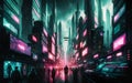 Futuristic cityscape dominated