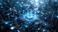 Centralized Digital Data Core Processing Hub with Electronic Circuitry Background Royalty Free Stock Photo