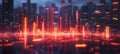 Futuristic Cityscape With Glowing Grid, Symbolizing Technology, Finance, And The Digital World. Royalty Free Stock Photo