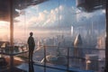 Futuristic Cityscape: Holograms, Flying Cars and Volumetric Light