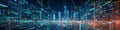 Futuristic Cityscape Illuminated By Digital Data Streams Royalty Free Stock Photo