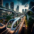 Futuristic Cityscape with Innovative Transportation System