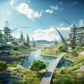 Futuristic Cityscape With Integrated Sustainable Technologies