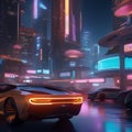 A futuristic cityscape at night, with neon lights and flying cars, showcasing a bustling metropolis of the future4