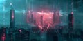Futuristic cityscape with secure data towers and encrypted networks symbolizing the evolution of
