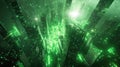 Digital cityscape glowing green with data streams and virtual network Royalty Free Stock Photo