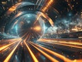 Futuristic Cityscape Warp Speed Travel