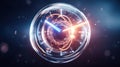This futuristic clock shows time in a very creative and abstract way, with glowing hands and energy. Royalty Free Stock Photo