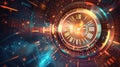 futuristic clock technology background