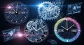 Futuristic Clocks and Data Displays Technology, Time, and Innovation Concept Royalty Free Stock Photo