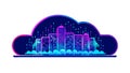 Futuristic cloud city: Digital urban landscape and advanced network, vector design Generative AI Royalty Free Stock Photo