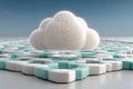 Futuristic Cloud Computing Concept with Abstract Geometric Patterns for Technology Design Generative AI Royalty Free Stock Photo