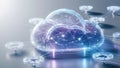 futuristic cloud computing concept featuring glowing networks and holographic connections, creating tech atmosphere that evokes Royalty Free Stock Photo