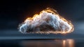 Futuristic cloud computing concept with glowing digital network lines forming a cloud shape. Abstract technology visualization Royalty Free Stock Photo