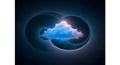 Futuristic Cloud Computing Concept: Secure Global Data Network Visualization for IT Solutions. Royalty Free Stock Photo