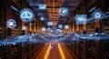 Futuristic Cloud Computing Data Center with AI, Cybersecurity, and Big Data Visualization Cloud Storage Artificial Royalty Free Stock Photo