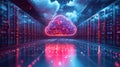 Futuristic cloud computing data center - generative ai Royalty Free Stock Photo