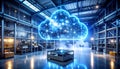 Futuristic Cloud Computing Data Center with Neon Network Royalty Free Stock Photo