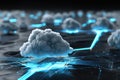 Futuristic Cloud Computing Digital Hologram Network Cyberpunk Royalty Free Stock Photo