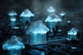 Futuristic Cloud Computing Digital Hologram Network Cyberpunk Royalty Free Stock Photo