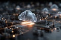 Futuristic Cloud Computing Digital Hologram Network Cyberpunk Royalty Free Stock Photo