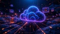 Futuristic Cloud Computing Digital Network AI Data Visualization Royalty Free Stock Photo