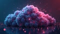 Futuristic cloud computing illustration. Abstract digital cloud design in dark teal, purple. Modern tech concept. Secure hybrid Royalty Free Stock Photo