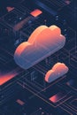 Futuristic Cloud Computing Illustration with Digital Data and Network Connections Royalty Free Stock Photo