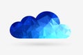futuristic cloud computing low poly pattern background in paper cut style
