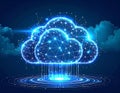Illuminated cloud computing network illustration conveys data transfer seamlessly Royalty Free Stock Photo