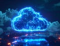 Futuristic Cloud Computing Network with Digital Data Connections Cloud Technology Data Storage and AI Network Concept Royalty Free Stock Photo