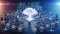 Futuristic Cloud Computing Network Digital Technology Visualization Royalty Free Stock Photo