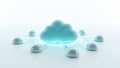 Futuristic cloud computing system showcase digital space hyperrealistic render Royalty Free Stock Photo