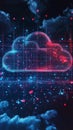 Futuristic Cloud Data Concept with Digital Grid Networking and Cyber Aesthetic Royalty Free Stock Photo